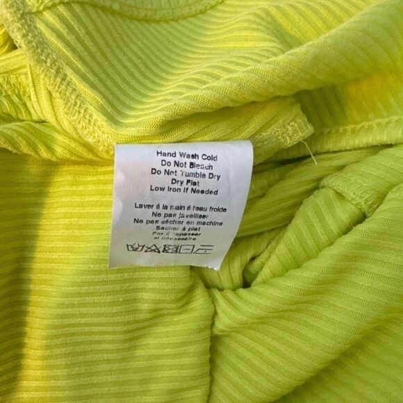 Lime Green LUSH Womens Wrap Tie Top Ribbed Short Sleeve M - Picture 6 of 6